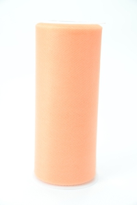 6 Inches Wide x 25 Yard Tulle, Peach (1 Spool) SALE ITEM
